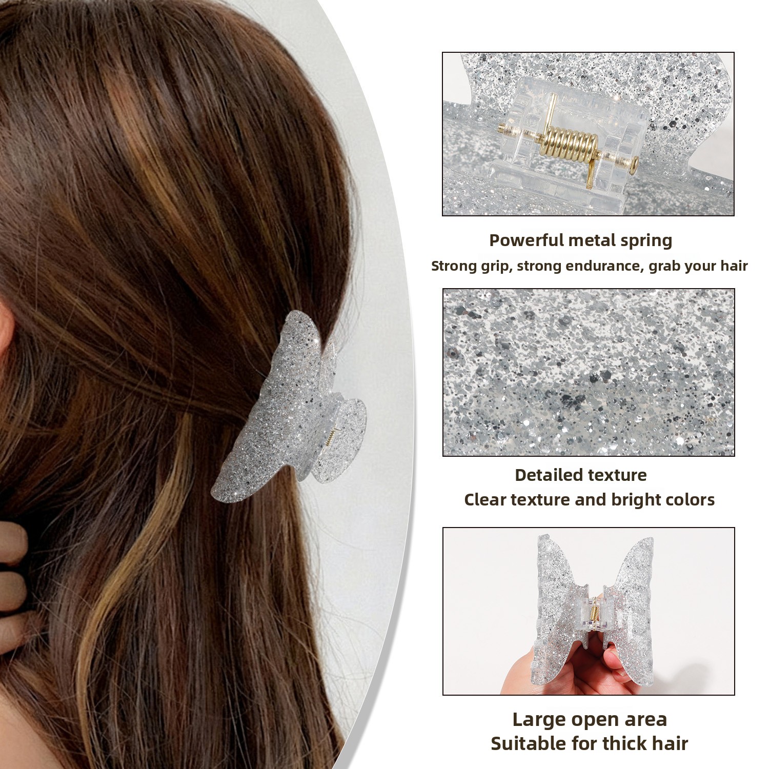 Glitter Hair Claw Clip Gold Po - Hair Care Women 评论和价格