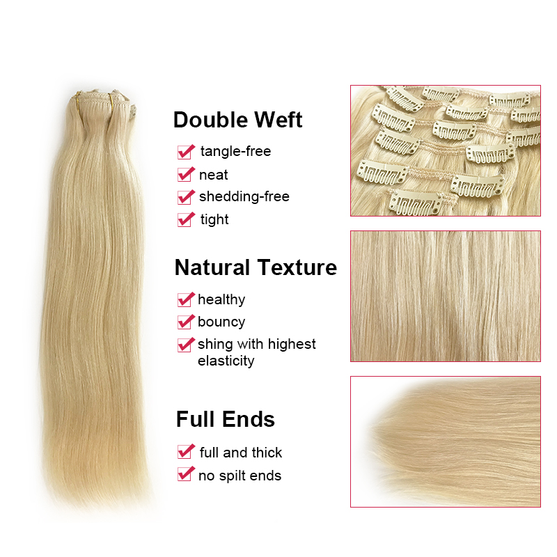 Ali Queen 7Pcs Clip in Hair Ex - Hair Care Women 评论和价格